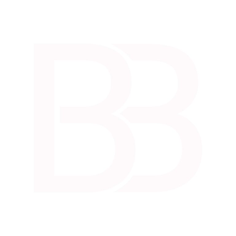 Zwei verbundene Buchstaben "B" in minimalistischer, grauer Schrift.